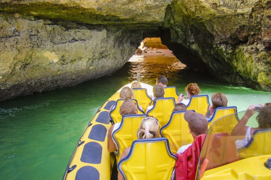 Albufeira: Benagil Caves & Dolphin Watching Speed Boat Tour - Benagil Cave, seen quickly and safely