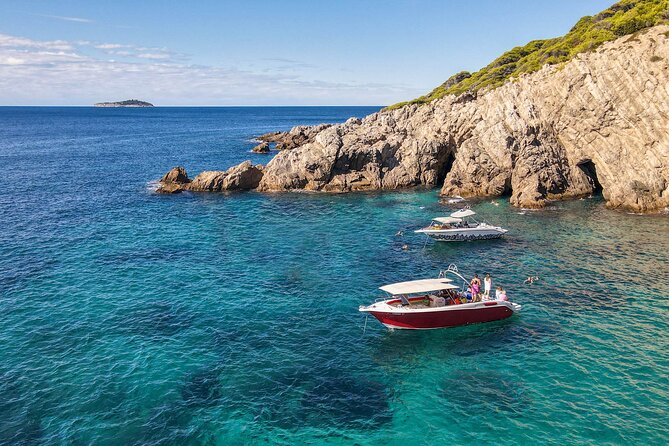Blue Cave, Green Cave & Lopud Beach small group Speed boat Tour - Dubrovnik’s walls and Lovrijenac from the sea
