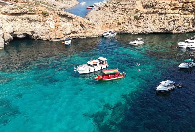 Blue Lagoon:Malta Crystal Lagoon, Comino,Private Speedboat - Swimming, snorkeling, and cliff jumping