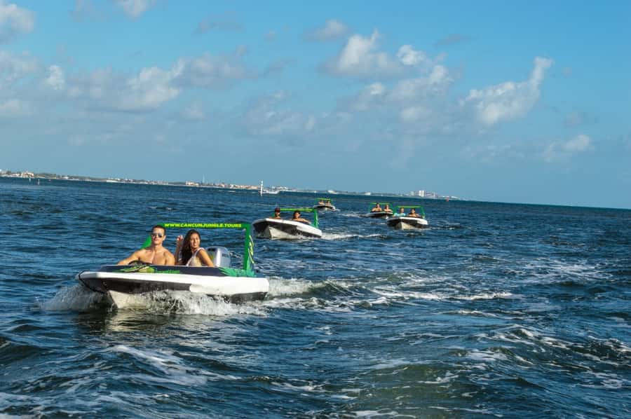 Cancun: Jungle Speedboat and Snorkeling Tour Adventure - Driving into Nichupté Lagoon