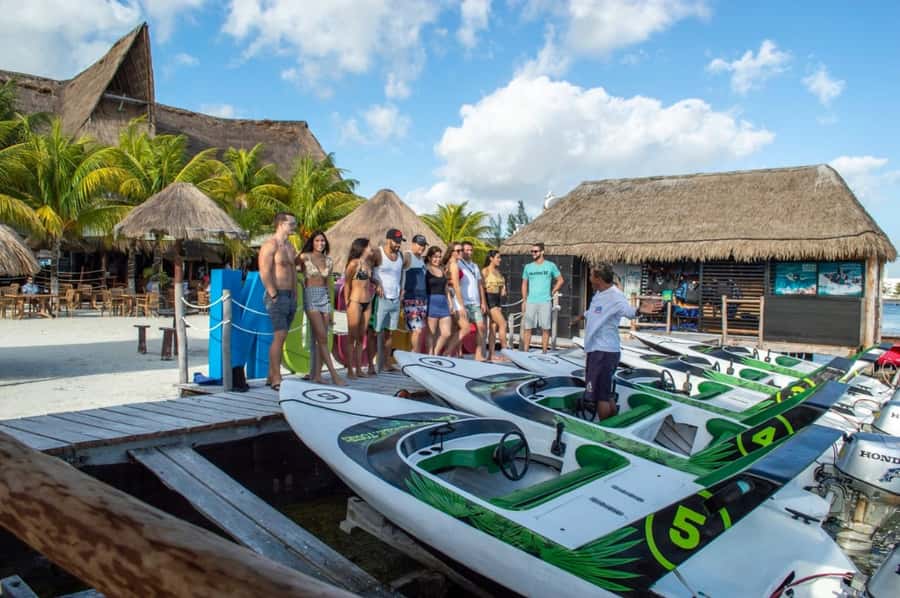 Cancun: Jungle Speedboat and Snorkeling Tour Adventure - Cancun’s hotel zone from the water