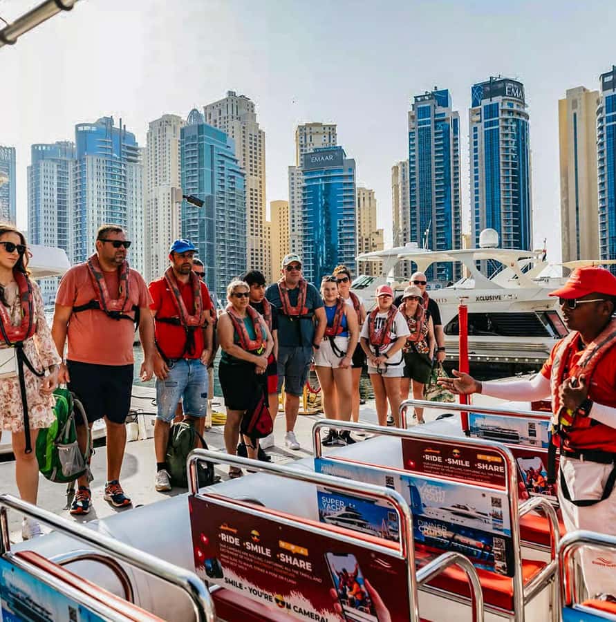 Dubai: Marina, Atlantis, Palm & Burj Al Arab Speedboat Tour - Ain Dubai and the Dubai Harbour view