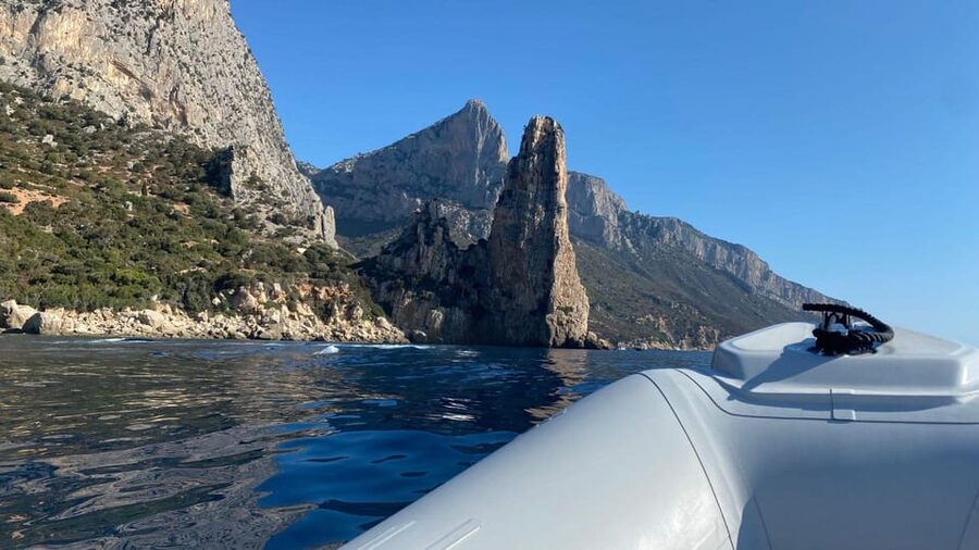 From Arbatax: RIB tour in the Gulf of Orosei - Cala Goloritzè begins the swimming day