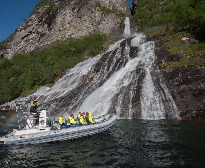 From Hellesylt: Experience Fjordsafari Geirangerfjord on RIB - The Seven Sisters waterfall at close range