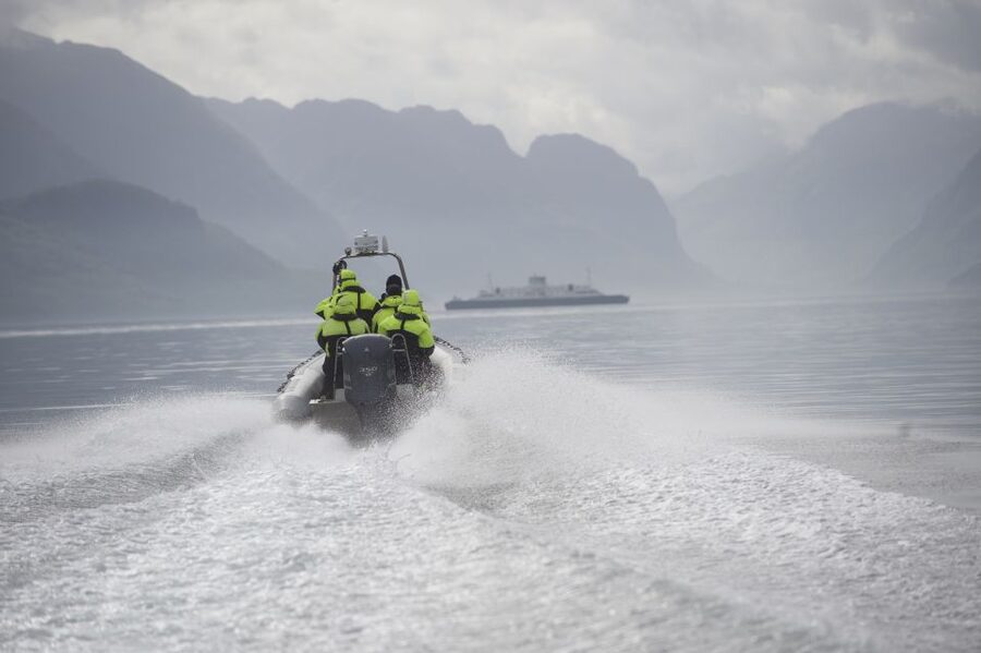 From Stavanger: RIB Tour to Lysefjord - Entering Lysefjord beneath the high cliffs