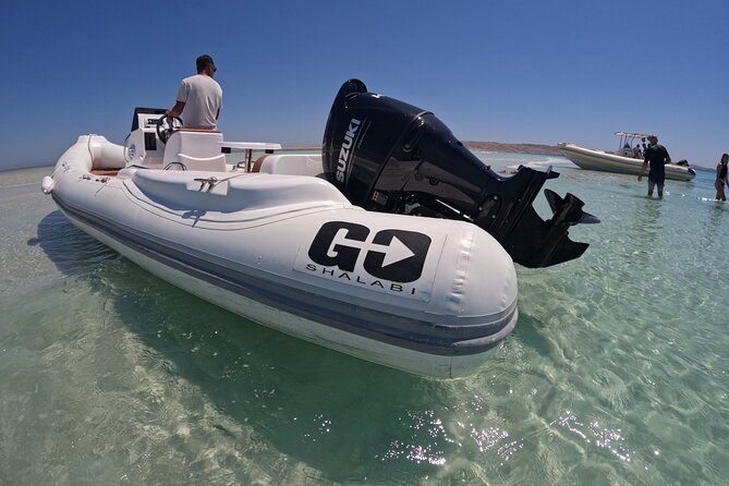Hurghada Speedboat Trip to Orange Bay and Magawish Islands - Speeding out from Hurghada