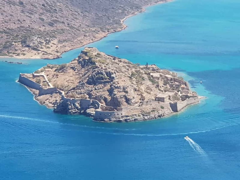 Island Spinalonga, Milatos Cave, Speedboat, OliveTasting - Crossing the mountains in an orange Land Rover