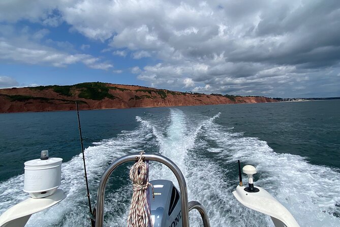 Jurassic Coast Rib Tour - Exmouth - Sandy Bay and the approach to Straight Point
