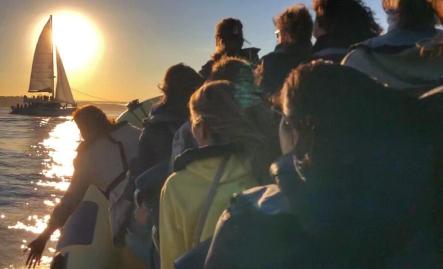 Lisbon Speedboat Sunset with Monuments Sightseeing - Under the 25 de Abril Bridge toward Christ the King