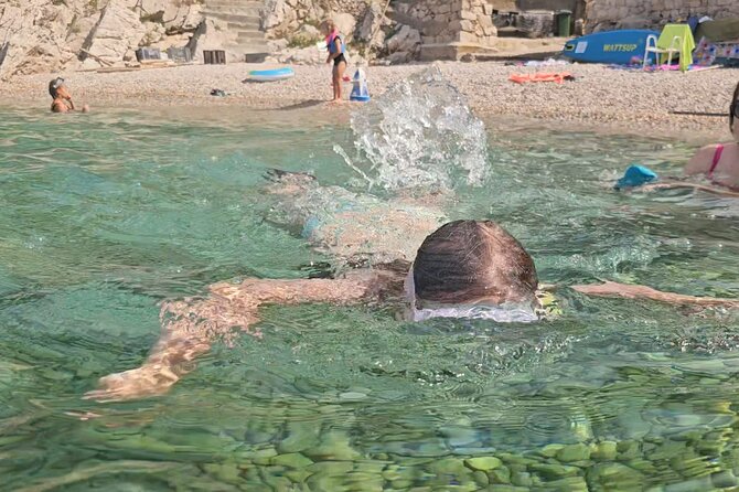 Makarska: 3 Island Speedboat Tour with Little Blue Cave & Lagoon - Žirje Beach closes the route on Brač