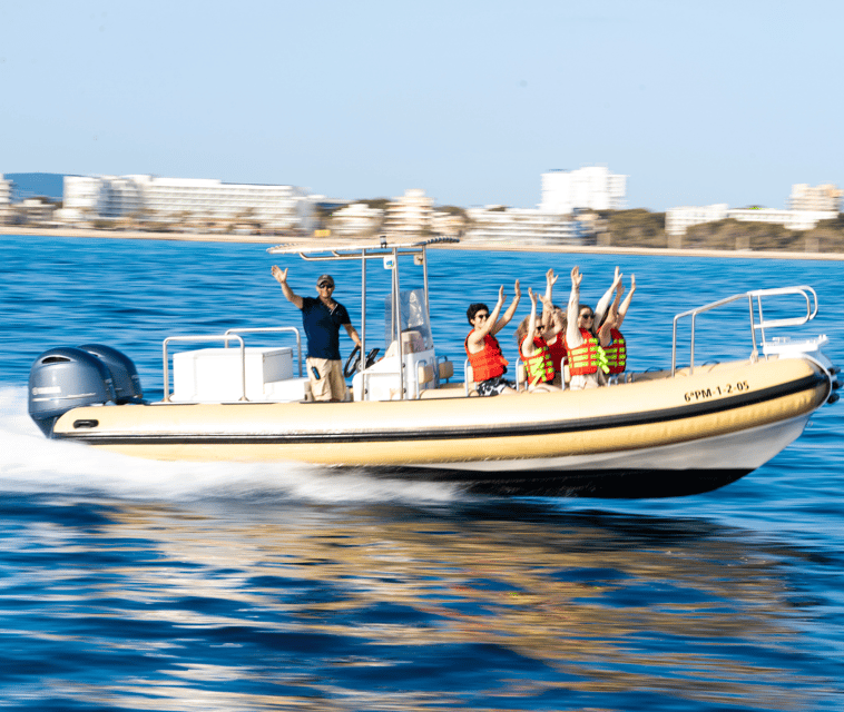Mallorca: Visit Palma Speedboat adrenaline & snorkelling - A speedboat view of Palma Cathedral