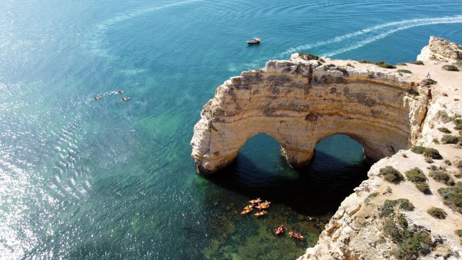 Portimão: Benagil Caves Speedboat and Kayak Guided Tour - Praia da Marinha adds more than one famous cave