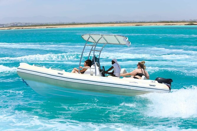 Private Speedboat To Dolphin House & Magawish Island _ Hurghada - Snacks, drinks, and the practical comfort of a private boat