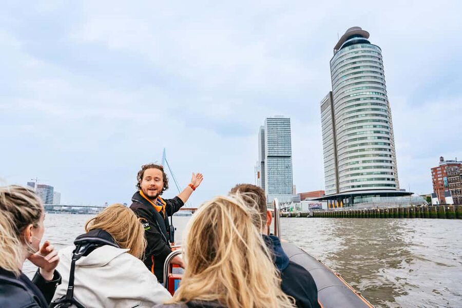 RIB Speedboat Sightseeing Cruise - Euromast, Hotel New York, and the Rotterdam skyline