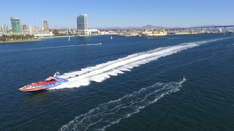 San Diego: Patriot Jet Boat Thrill Ride - Going under the Coronado Bridge