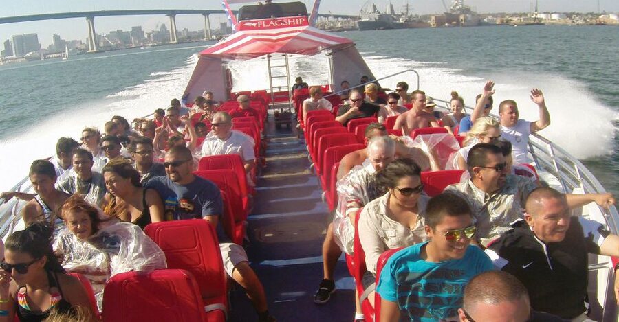 San Diego: Patriot Jet Boat Thrill Ride - USS Midway, Navy ships, and the downtown skyline