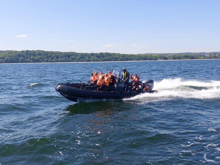 Speed boat Half Hour trip in Sopot. Speed up to 100 km/h - The torpedo-room ruins from the water