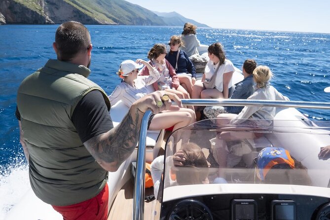 Speed Boat Tour to Vlore's Secret Blue Cave at Grama Bay - Englishman Bay has cliffs and clear water