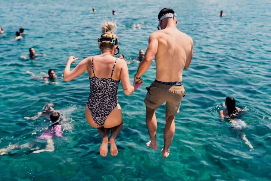 Split: Blue Lagoon and 3 Islands Speedboat Tour - Borkko Beach Bar, pine trees and an easy first swim