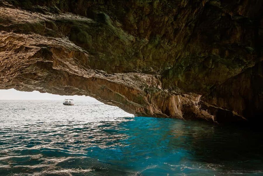 Tivat: Blue Cave and Old Submarine Tunnel Speedboat Tour - Swimming inside the Blue Cave